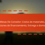 Mesas De Comedor: Costos de materiales, Opciones de financiamiento, Entrega a domicilio