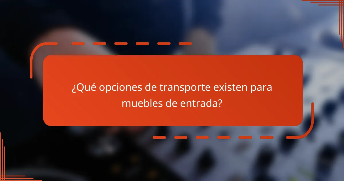 ¿Qué opciones de transporte existen para muebles de entrada?